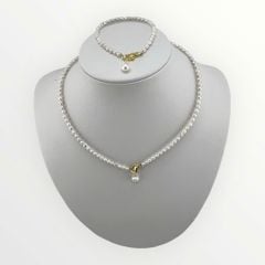 Set Bộ Trang Sức Ngọc Trai Hạt Gạo Nhí 2-3mm Khoá Cham Hạt Trai Chuông MADAME HIEN PEARLS Đáng Yêu SCG010