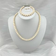 Set Bộ Trang Sức Ngọc Trai Tròn Tự Nhiên 8-9mm Gồm Vòng cổ và Vòng Tay MADAME HIEN PEARLS SCT009