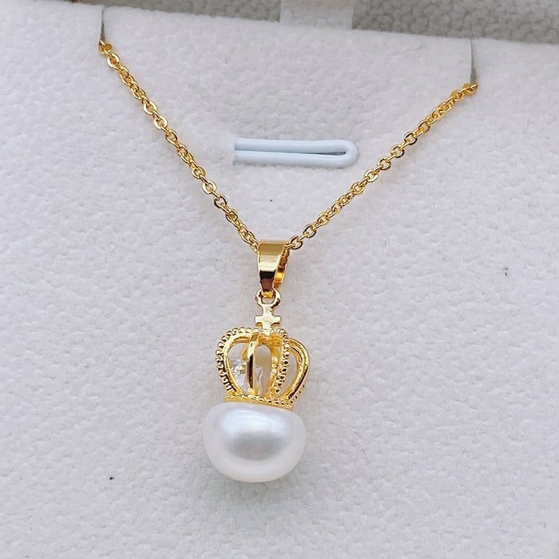 Vòng Cổ Mặt Dây Chuyền Ngọc Trai Vương Miện Nữ Hoàng 3D Thời Trang Nữ MN035