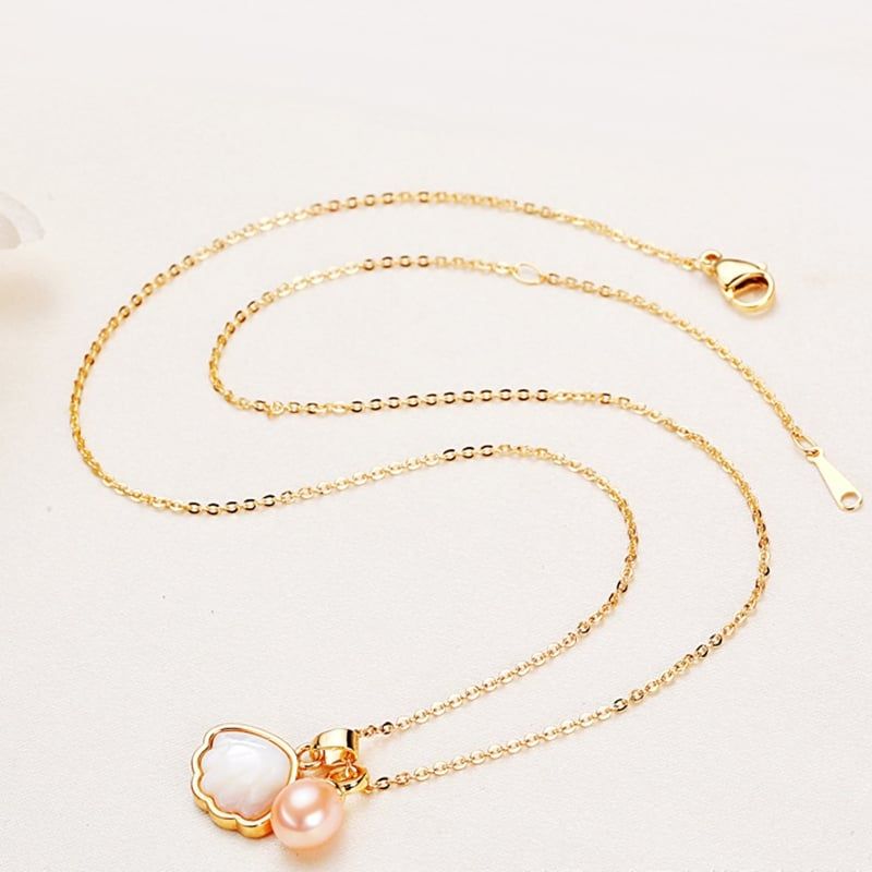 Mặt Dây Chuyền Ngọc Trai Tự Nhiên Phối Cham Vỏ Sò Biển Xà Cừ Dễ Thương MADAME HIEN PEARLS MG030