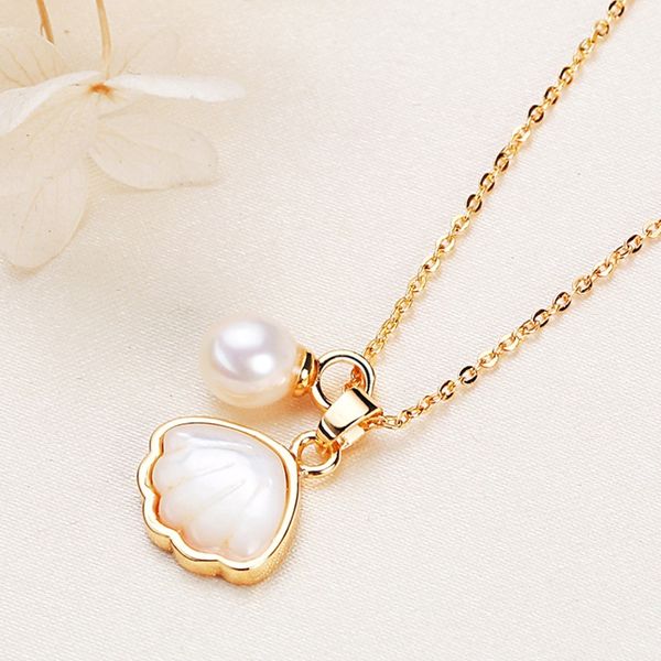 Mặt Dây Chuyền Ngọc Trai Tự Nhiên Phối Cham Vỏ Sò Biển Xà Cừ Dễ Thương MADAME HIEN PEARLS MG030