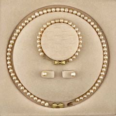 (Kèm kiểm định) Bộ Set Ngọc Trai Vòng cổ, Vòng Tay và Bông tai Tự Nhiên Khoá Nơ Xinh Xắn MADAME HIEN PEARLS Cho Nữ SCT035