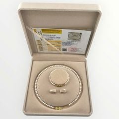 (Kèm kiểm định) Bộ Set Ngọc Trai Vòng cổ, Vòng Tay và Bông tai Tự Nhiên Khoá Nơ Xinh Xắn MADAME HIEN PEARLS Cho Nữ SCT035
