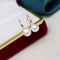 Bông Tai MADAME HIEN PEARL Hạt trai trắng 7-8mm AAA Bạc Ý 925 Dáng gót giày BTN005