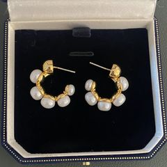 Bông Tai Ngọc Trai Tự Nhiên Dáng C Khối 5 Hạt Ngọc Trai Cá Tính Sành Điệu MADAME HIEN PEARLS Cho Nữ BTN184