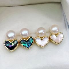 Bông Tai Ngọc Trai Tự Nhiên Dáng Trái Tim Hoàn Hảo Mặt Cẩn Xà Cừ Xinh Xắn MADAME HIEN PEARLS Cho Nữ BTN275