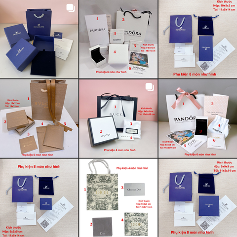 Bộ hộp đựng quà tặng trang sức vòng cổ, vòng tay, nhẫn Chuẩn hãng Full box thương hiệu Pandora, Gucci, LV PKG018
