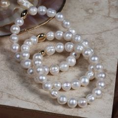Vòng Tay Ngọc Trai 8-9mm Mặt Hạt Charm Kim Loại Sang Chảnh RUNWAY Fashion MADAME HIEN PEARLS VTT021