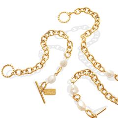 Vòng Tay OT Thép Titan Khóa Hình Học Tag Handmade Đính Ngọc Trai Tự Nhiên MADAME HIEN PEARLS Unisex Nam Nữ VTB045