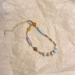 Vòng Tay Thủy Tinh Hạt Gạo Đính Ngọc Trai Tự Nhiên Niche Phong Cách Dân Tộc MADAME HIEN PEARLS VTG029