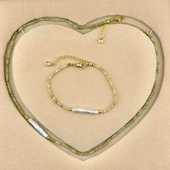 Vòng Tay Cườm Xanh Cốm Mặt Ngọc Trai Baroque Dáng Que Đáng Yêu MADAME HIEN PEARLS VTB059