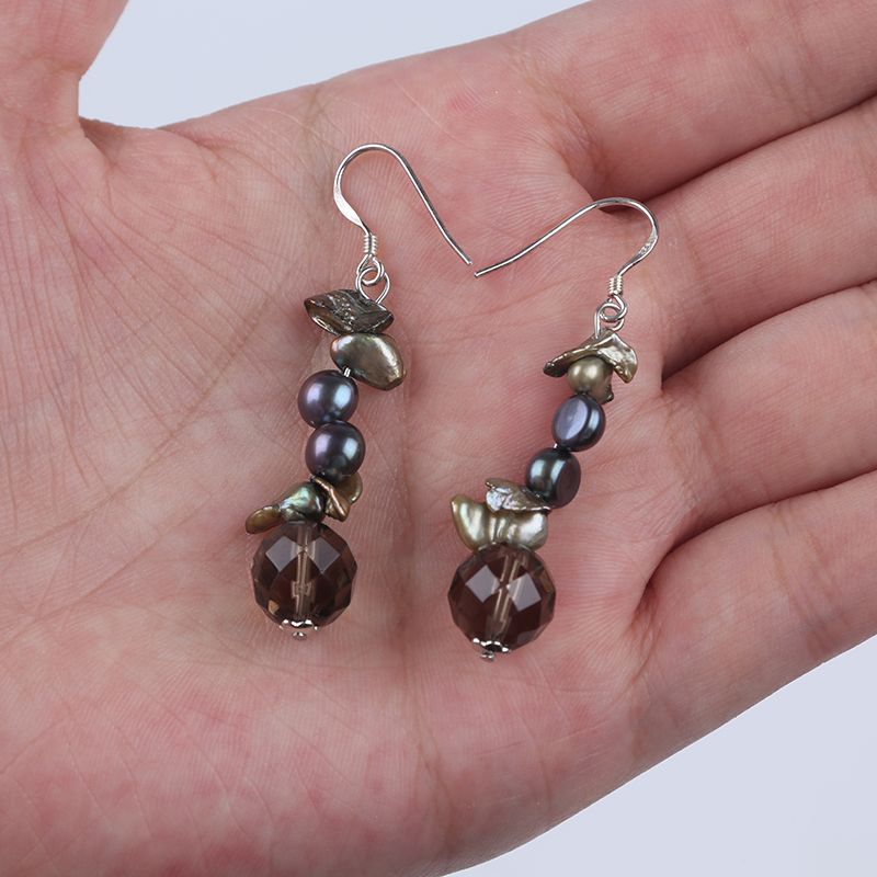 Bông Tai Handmade Ngọc Trai Baroque Tự Nhiên Tone Đen Huyền Bí MADAME HIEN PEARLS BTB050