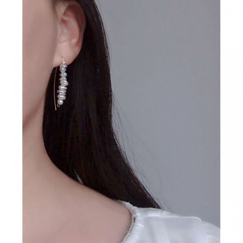 Bông Tai Ngọc Trai Cánh Hoa Baroque Tự Nhiên Xâu Xiên Sành Điệu MADAME HIEN PEARLS BTB099