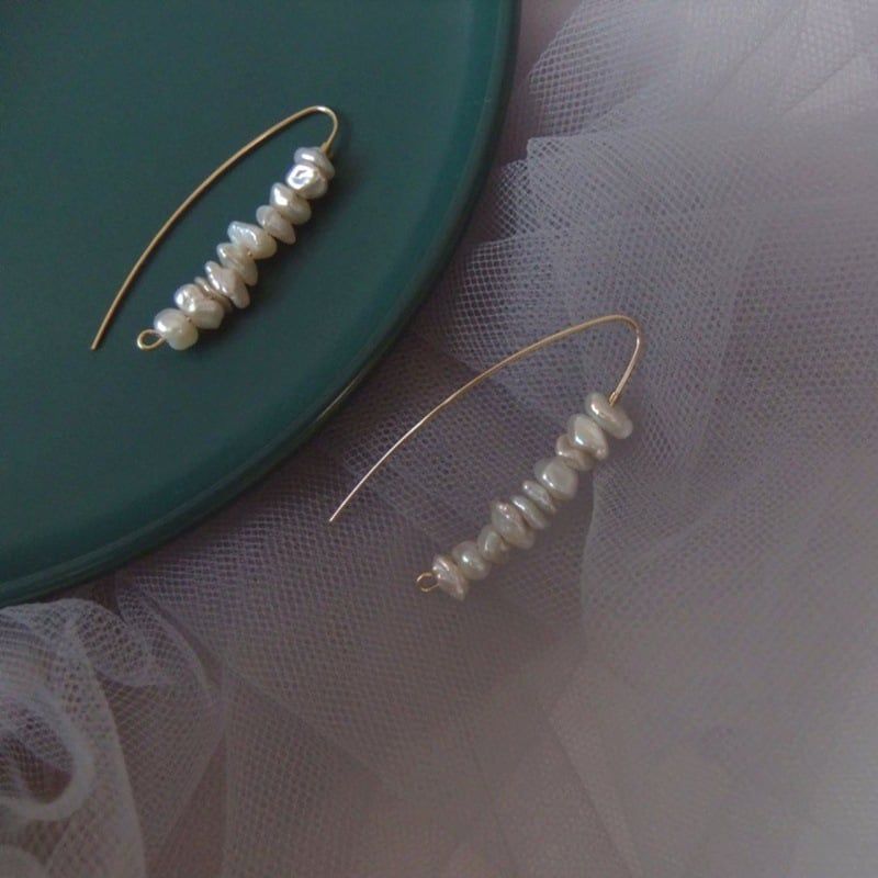 Bông Tai Ngọc Trai Cánh Hoa Baroque Tự Nhiên Xâu Xiên Sành Điệu MADAME HIEN PEARLS BTB099