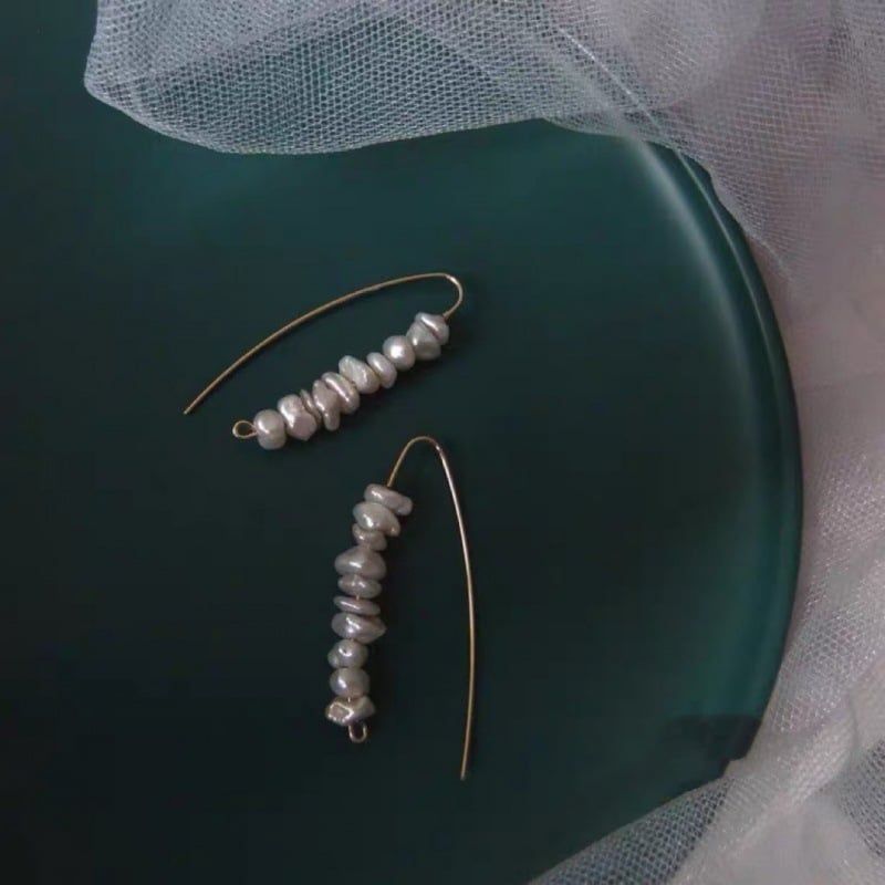 Bông Tai Ngọc Trai Cánh Hoa Baroque Tự Nhiên Xâu Xiên Sành Điệu MADAME HIEN PEARLS BTB099