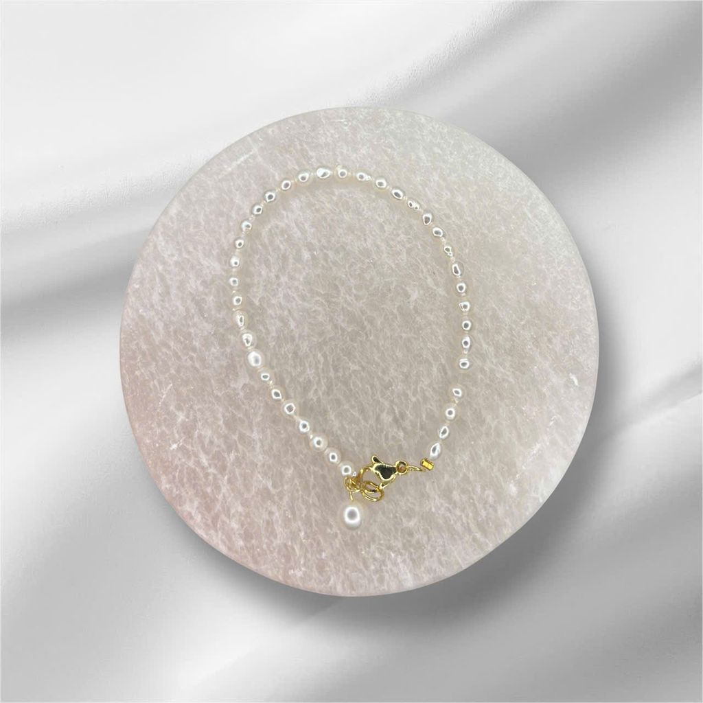 Vòng Tay Ngọc Trai Hạt Gạo Nhí 2-3mm Khoá Cham Hạt Trai Chuông MADAME HIEN PEARLS Đáng Yêu VTG045