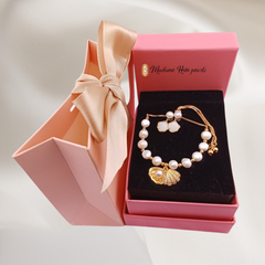 Hộp giấy 2 lớp đựng trang sức sang trọng màu hồng 8x10x4,5cm MADAME HIEN PEARLS
