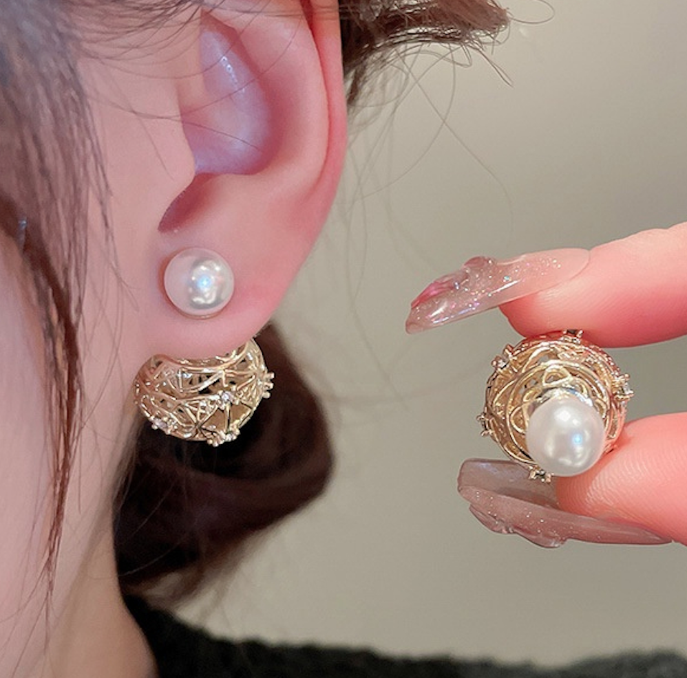 Bông Tai Ngọc Trai Nuôi Tự Nhiên Quý Phái 2 Kiểu Đeo Linh Hoạt MADAME HIEN PEARLS Cho Nữ BTN039