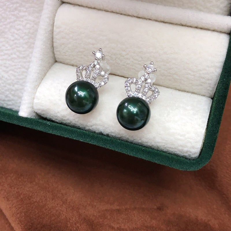 Bông Tai Ngọc Trai Tự Nhiên Mạ Kim Ý Dáng Vương Miện Xinh Xắn MADAME HIEN PEARLS Cho Nữ BTN112