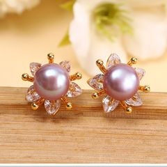 Bông Tai Kim Bạc s925 Dáng Hoa Sim Tím 5 Cánh Dễ Thương Cho Nữ MADAME HIEN PEARLS BTN138