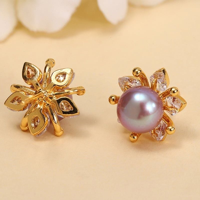Bông Tai Kim Bạc s925 Dáng Hoa Sim Tím 5 Cánh Dễ Thương Cho Nữ MADAME HIEN PEARLS BTN138