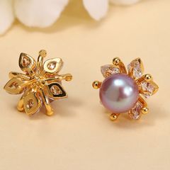 Bông Tai Kim Bạc s925 Dáng Hoa Sim Tím 5 Cánh Dễ Thương Cho Nữ MADAME HIEN PEARLS BTN138