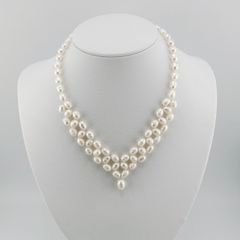 Vòng Cổ Ngọc Trai Trắng đan lớp zigzag mặt giọt nước sang trọng, quý phái CG001TR