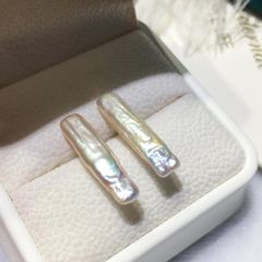 Bông Tai Ngọc Trai Baroque Dạng Que Tự Nhiên Kim Bạc s925 Thời Trang Pháp Quý Phái BTB045