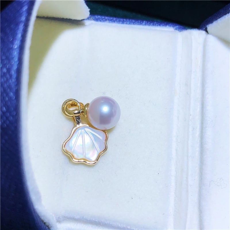 Bộ Set Trang Sức Ngọc Trai Dây Chuyền, Nhẫn Và Bông Tai Dáng Sò Cẩn Xà Cừ Trắng Sang Trọng MADAME HIEN PEARLS Cho Nữ SPS104