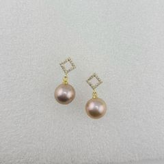 Bông Tai Bạc Ý Đính Hạt Ngọc Trai Edison Tự Nhiên Mặt Tứ Giác Đá Quý MADAME HIEN PEARLS Đơn Giản BTT053