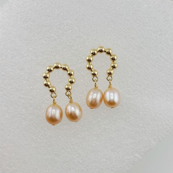 Bông Tai Ngọc Trai Tự Nhiên Tua Rua 2 Hạt Kiểu Nam Châm Đính Tua Rua Giọt Nước MADAME HIEN PEARLS BTG092