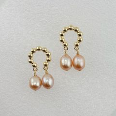 Bông Tai Ngọc Trai Tự Nhiên Tua Rua 2 Hạt Kiểu Nam Châm Đính Tua Rua Giọt Nước MADAME HIEN PEARLS BTG092