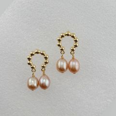 Bông Tai Ngọc Trai Tự Nhiên Tua Rua 2 Hạt Kiểu Nam Châm Đính Tua Rua Giọt Nước MADAME HIEN PEARLS BTG092
