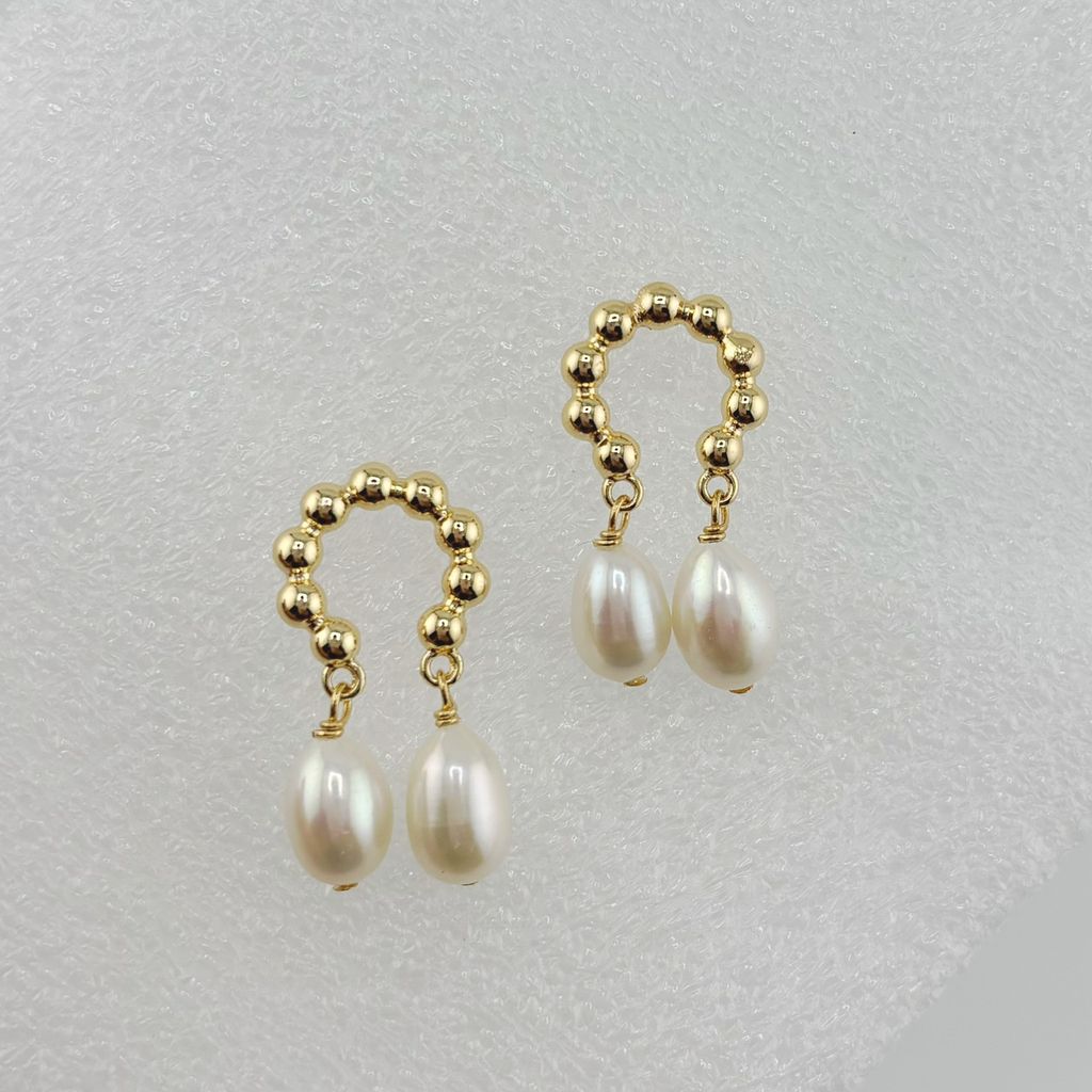 Bông Tai Ngọc Trai Tự Nhiên Tua Rua 2 Hạt Kiểu Nam Châm Đính Tua Rua Giọt Nước MADAME HIEN PEARLS BTG092