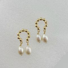 Bông Tai Ngọc Trai Tự Nhiên Tua Rua 2 Hạt Kiểu Nam Châm Đính Tua Rua Giọt Nước MADAME HIEN PEARLS BTG092