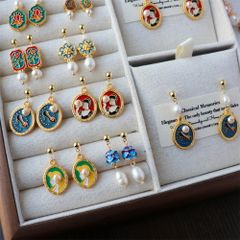 Bông Tai Ngọc Trai Tự Nhiên Tua Rua Mặt Hoạ Tiết Hoa Trung Đông Cổ Điển Sang Trọng MADAME HIEN PEARLS BTG146