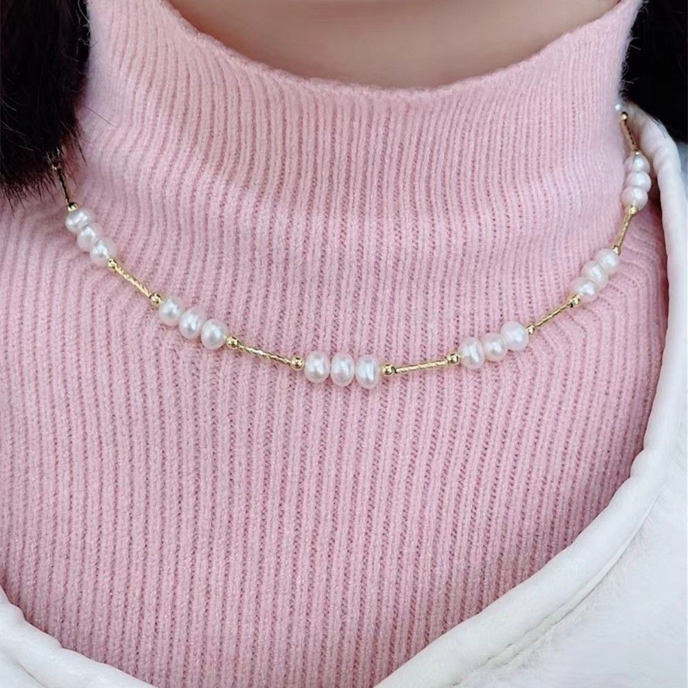 Bộ Set Ngọc Trai Vòng cổ và Vòng Tay Tự Nhiên Chèn Cham Đũa Dài Mỗi 3 Hạt Lạ Mắt MADAME HIEN PEARLS SCT034