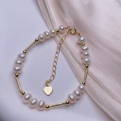 Bộ Set Ngọc Trai Vòng cổ và Vòng Tay Tự Nhiên Chèn Cham Đũa Dài Mỗi 3 Hạt Lạ Mắt MADAME HIEN PEARLS SCT034