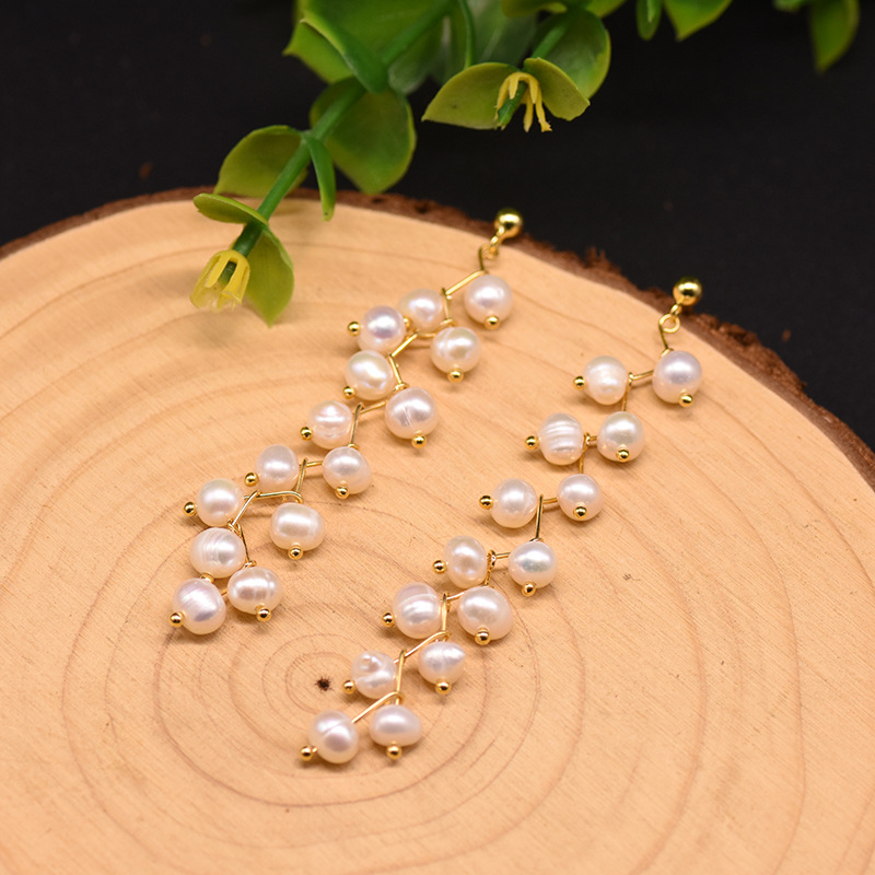 Bông Tai Ngọc Trai Nước Ngọt Dáng Dài Tự Nhiên Phong Cách Retro MADAME HIEN PEARLS BTT033