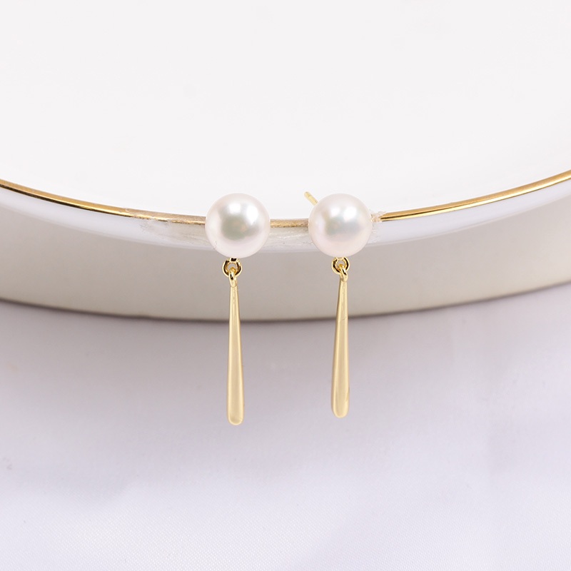 Bông Tai Kim Bạc s925 Mặt Ngọc Trai Tự Nhiên Đính Thanh Kim Tối Giản MADAME HIEN PEARLS Thời Trang Nữ BTN141