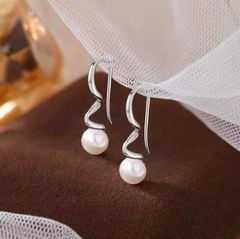 Bông Tai Ngọc Trai Tự Nhiên Khung Bạc Ta Tua Rua Thanh Bạc Xoắn Đính Ngọc Trai Tự Nhiên MADAME HIEN PEARLS Cho Nữ BTN217