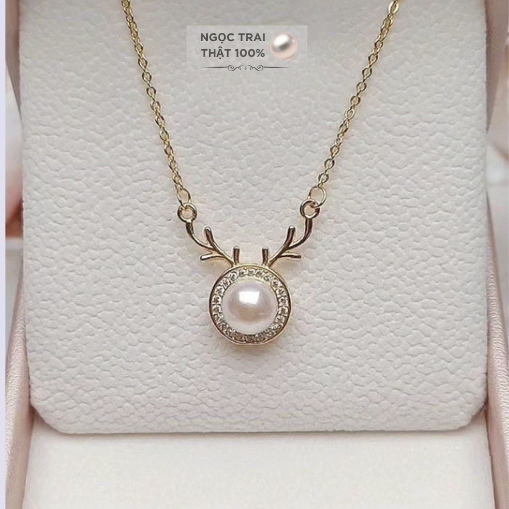Vòng cổ Ngọc Trai Mặt Hươu Nhỏ MADAME HIEN PEARLS Dễ Thương MN002