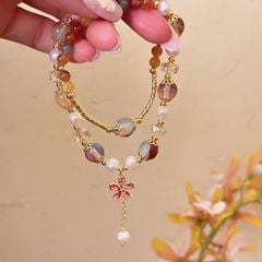 Vòng Tay Boho Đá Tự Nhiên Sắc Màu 2 Kiểu Đeo Vòng Tay Hoặc Vòng Cổ Đính Ngọc Trai Tự Nhiên Kiểu Dáng Lạ Mắt MADAME HIEN PEARL Cho Nữ VTT125