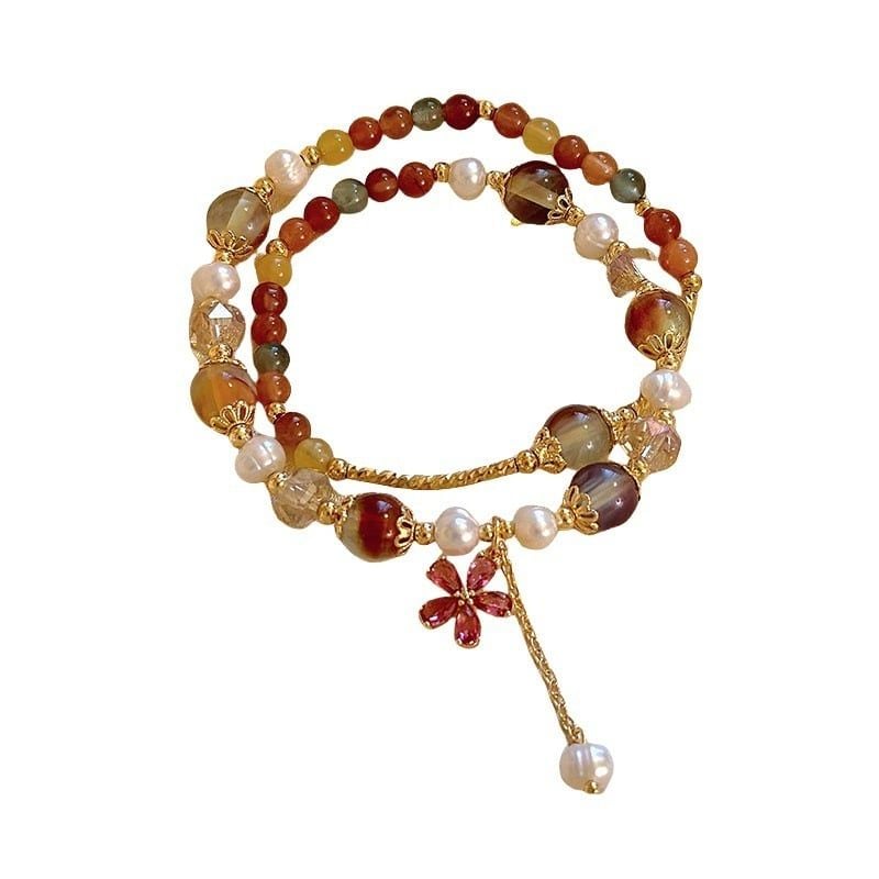 Vòng Tay Boho Đá Tự Nhiên Sắc Màu 2 Kiểu Đeo Vòng Tay Hoặc Vòng Cổ Đính Ngọc Trai Tự Nhiên Kiểu Dáng Lạ Mắt MADAME HIEN PEARL Cho Nữ VTT125