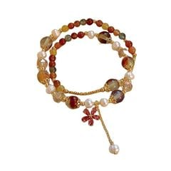 Vòng Tay Boho Đá Tự Nhiên Sắc Màu 2 Kiểu Đeo Vòng Tay Hoặc Vòng Cổ Đính Ngọc Trai Tự Nhiên Kiểu Dáng Lạ Mắt MADAME HIEN PEARL Cho Nữ VTT125