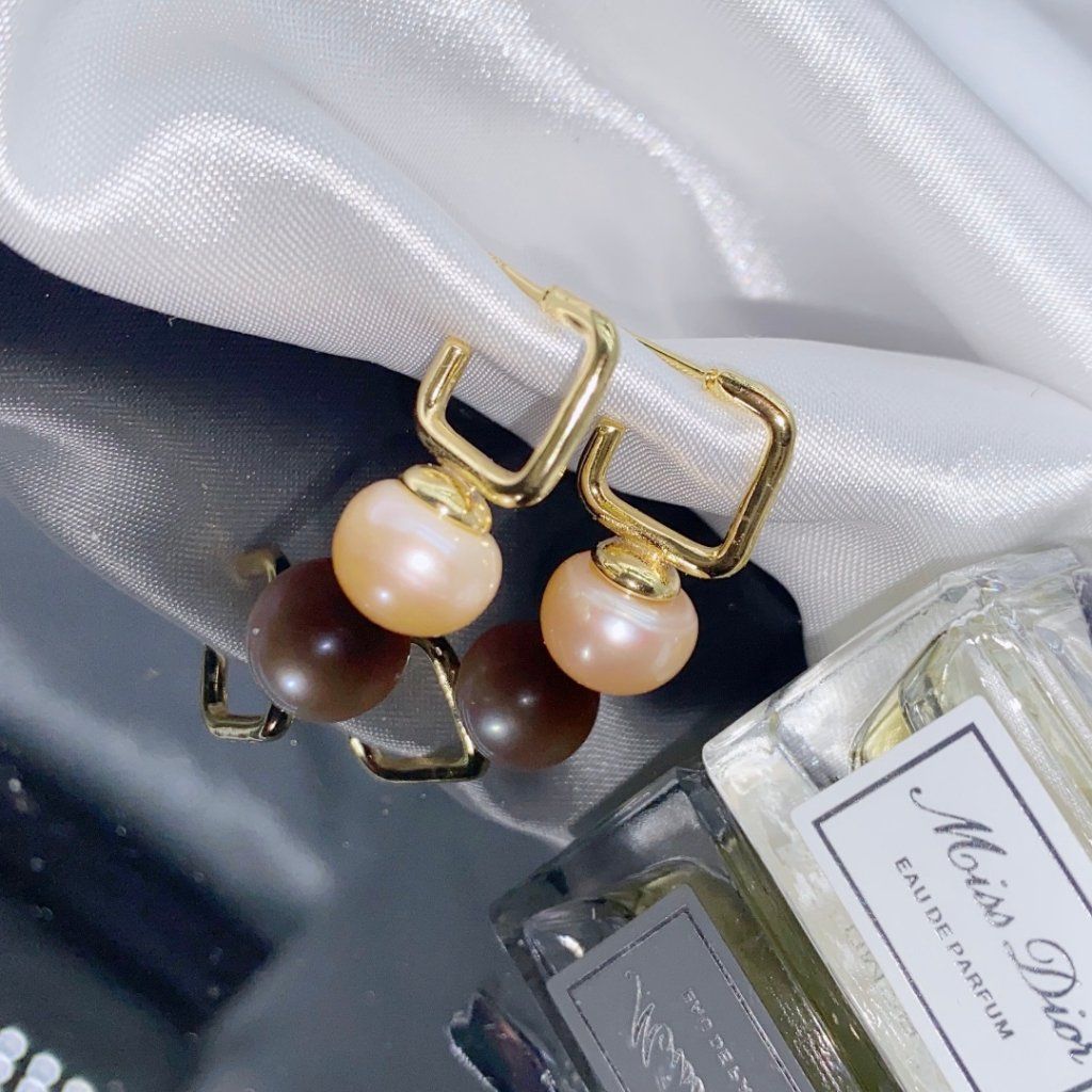 Bông Tai Ngọc Trai Tự Nhiên Kiểu Dáng Hình Học Hiện Đại MADAME HIEN PEARLS Unisex Nam Nữ BTN149