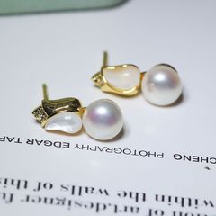 Bông Tai Ngọc Trai Tự Nhiên Kim Bạc s925 MADAME HIEN PEARLS Nụ Hoa Tulip Đáng Yêu Cho Nữ BTN124