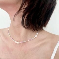 Vòng Cổ Handmade Cườm Đa Sắc Màu Tone Pastel Phối Ngọc Trai Đơn Giản Upinus Candy Necklace Bohemian Boho MADAME HIEN PEARLS Cho Con Gái Yêu CG045