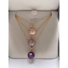 Dây Chuyền Bạc s925 Mặt Ngọc Trai Edison Tròn Tím Tự Nhiên Tối Giản Sang Trọng MADAME HIEN PEARLS MT035T