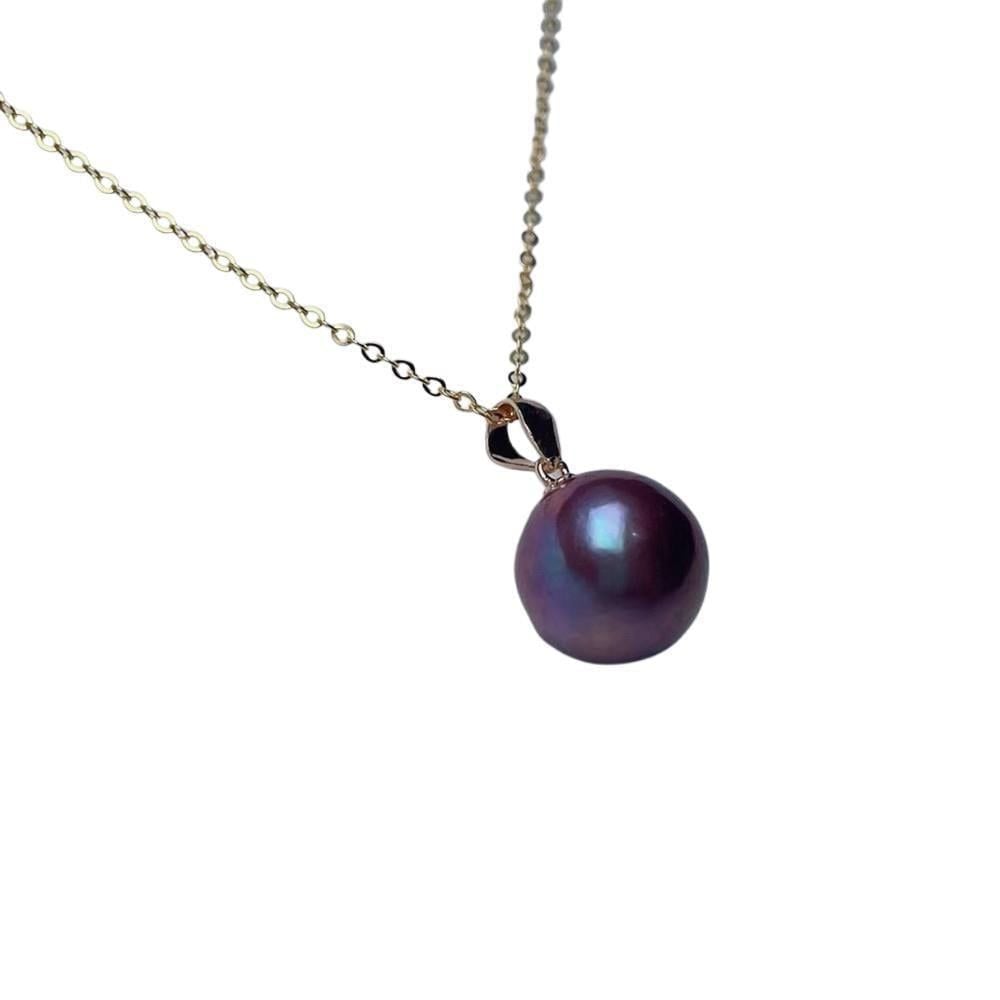 Dây Chuyền Bạc s925 Mặt Ngọc Trai Edison Tròn Tím Tự Nhiên Tối Giản Sang Trọng MADAME HIEN PEARLS MT035T